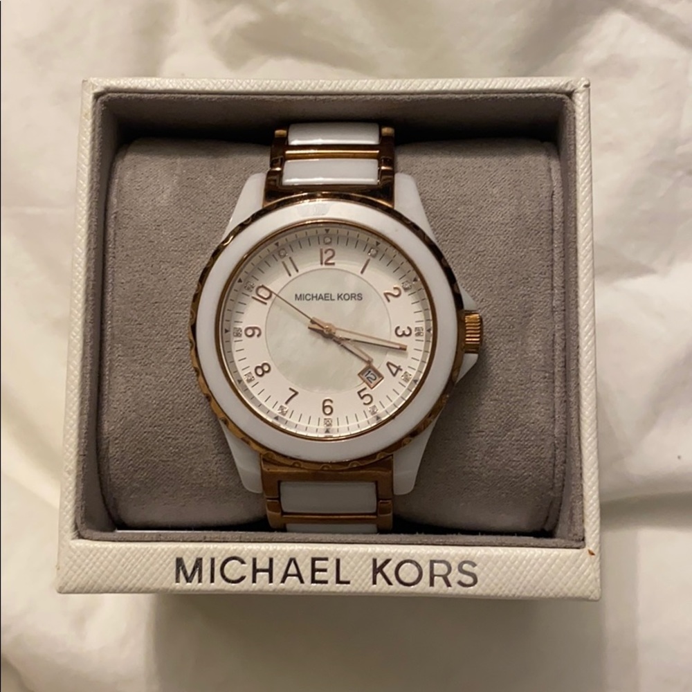 Michael Kors Rose Gold & White Watch